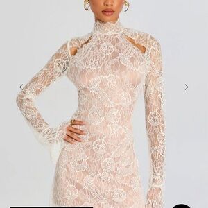 Retrofete Lace Long Sleeve Dress in Cream